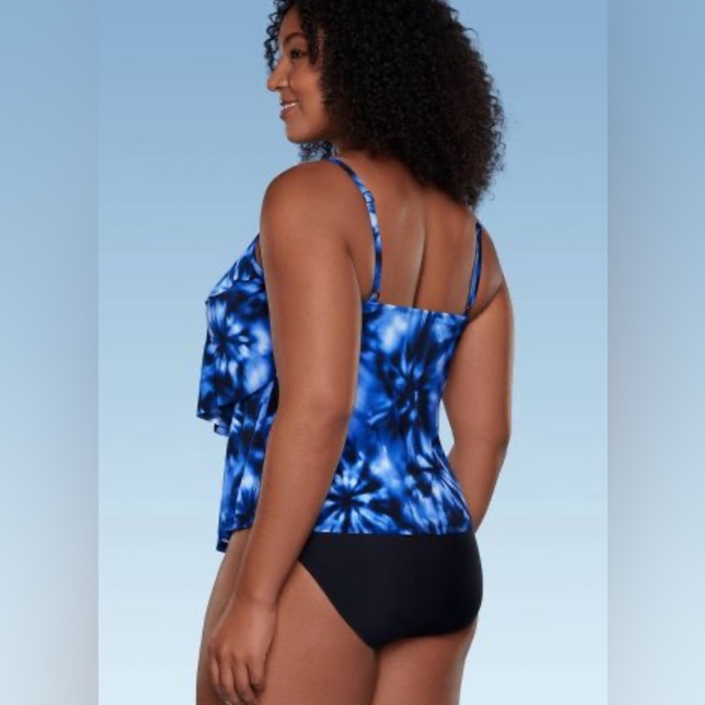 Women's UPF 50 Tiered Tankini Top - Aqua Green - Picture 3 of 6
